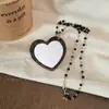 Collar Colgante de Espejo Pequeño de Gato Kt con Estampado de Leopardo de Dibujos Animados Lindo, Moderno y Dulce con un Toque de Lujo, Cadena para el Cuello Espejo de Maquillaje