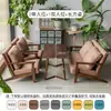 Cadena Tienda de Té con Leche Mesa y Silla Combinación Cafetería Área de Ocio Sofá de Madera Maciza Silla de Café Área de Lectura Cabina