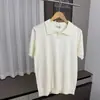 Camiseta tipo Polo de Punto para Hombre Manga Corta Solapa Cuello en V Cuello de Gaviota Rayas Estilo Old Money Negocios Verano Fábrica Transfronteriza Venta al por Mayor