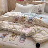Juego de colcha bordada tipo patchwork de terciopelo de leche de grado A estilo coreano, que incluye un edredón infantil para primavera/otoño y un edredón doble, grueso y cálido para invierno