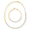 Europa y Estados Unidos no se desvanecen temperamento exquisito con cadena de eslabones de empalme de mosaico de circonita de diamante juego de joyas de collar y pulsera chapados en oro