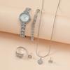 Conjunto de caja de lujo de comercio exterior, 5 piezas/set, versátil, estilo coreano, elegante, con diamantes, caja de regalo de cinco piezas para mujer, reloj de pulsera de cuarzo