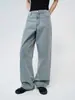 Jeans para Mujer Estilo Minimalista Th~Row Niche Otoño 2025 Cintura Media-Baja Desgastados Pierna Recta con Abertura Curva
