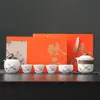 Juego de Té de Viaje de Porcelana Blanca Portátil para Exteriores Taza Rápida de Té Kung Fu Regalo de Negocios de Alta Gama con Logo
