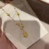 Colar de Cabacinha com Cristais de Gelo Incrustados de Diamante Banhado a Ouro no Mesmo Estilo dos das Lojas de Ouro, Novo Estilo Chinês, Corrente de Clavícula Exquisita, Presente para Namorada, Atacado