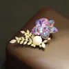 Elegante y a la moda Broche de Cristal Austriaco Azul Morado Rosa Broche de Ramo de Piedras de Alta Gama Corsage para Mujeres