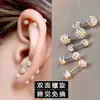 Super Flash Bola de Diamante Completo de Doble Cabeza Clavo de Hélice para Hueso de la Oreja Acero de Titanio Aguja Plateada Pendientes sin Tornillo para Mujer Pendientes y Aretes Versátiles de Gama Alta