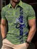 Comercio exterior transfronterizo europeo y americano patrón digital 3D para hombre solapa botón manga larga moda masculina polo estación independiente