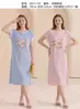 Vestido Cartoon de Algodão Imitado Tecido Amassado Roupa de Casa Vestido Princesa Camisola Feminina Verão Meninas Renda Algodão Imitado Tecido Amassado Casual