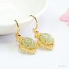 Brincos de Jade Hetian Natural Guan Yu Brincos com Gancho de Água Clara Jadeíta para Mulheres Venda por Atacado de Fábrica Dropshipping S4011004