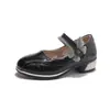 Zapatos de tacón alto pequeños de cuero elegantes para niñas 2026 primavera y otoño nueva moda Mary Jane de tacón grueso poco profundo con pedrería para niñas