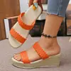 Pantuflas de Tacón de Cuña de Talla Grande para Mujer de Comercio Exterior Europeo y Americano 2026 Verano Nueva Moda Zapatos Cómodos de Suela Gruesa Zapatos de Tacón Alto Venta al por Mayor