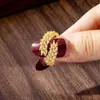 Popular Anel de Ouro Sanduíche Vietnamita Estilo Levemente Luxuoso Transfronteiriço Anel de Espiga de Trigo com Zircônia Joia Feminina Elegante de Ouro Imitado Duradoura