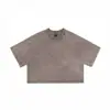 230g Algodão Puro Estilo Europeu e Americano Retrô Tendência Marca Cruzamento Vintage T-shirt Hot Girl Manga Curta Lavada Cropped T-shirt para Mulheres