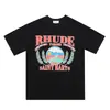 Colección de Camisetas de Manga Corta RHUDE Versión Alta Transfronteriza Vintage Americano Marlboro Streetwear Casual Holgadas para Pareja Cuello Redondo