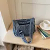 Bolsa Transversal Jeans Shuai Mijia de Grande Capacidade Feminina 2026 Outono Inicial Novo Estilo Coreano Moda Chique Leve Bolsa de Ombro