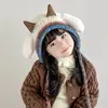 Gorro de Felpa Cálido con Orejeras de Lana Nuevo para Otoño e Invierno para Mujer, Versátil Gorro de Punto a Prueba de Frío