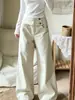 Diseño Estilo Coreano Americano Jeans de Pierna Ancha para Mujer Otoño 2026 Nuevos Sueltos de Cintura Alta Adelgazantes Rectos Hasta el Suelo Pantalones