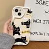 Funda de Teléfono de Gato Negro de Gama Alta Adecuada para iPhone 17 Pro Max, Apple 16 Ola Crema 14/13 Funda Suave 15