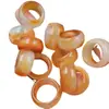 Anillo de Ágata de Cártamo de Hielo Jade Anillo de Calcedonia Colorido Ensanchado para Hombres y Mujeres con Anillo de Jade Joyería al por Mayor