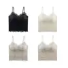 Camisola de Encaje para Pestañas Estilo Francés para Mujer con Copas Integradas, Espalda Hermosa, Adelgazante, Transpirable, Ropa Interior, Top Base