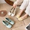 Zapatos Planos de Punta Redonda para Mujer 2025 Verano Nuevo Estilo Coreano Estilo de Noche con Falda Zapatos Mary Jane con Velcro para Mujer