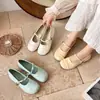 Zapatos Planos de Punta Redonda para Mujer 2025 Verano Nuevos Estilo Coreano Estilo de Noche con Falda y Velcro Zapatos Mary Jane para Mujer