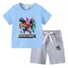 Camiseta Infantil 2026 Verão Nova Roupa Infantil de Comércio Exterior Estilo Ins Coreano Algodão Manga Curta e Shorts Conjunto de Duas Peças Infantil