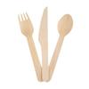 Juego de tres o cuatro piezas de cuchillo, tenedor y cuchara desechables de abedul, vajilla occidental de madera degradable respetuosa con el medio ambiente, cuchara para helado