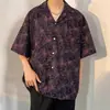 Verano Nuevo Playa Hombres Estilo Americano Atractivo Cubana Media Manga Camisa Juventud Tendencia Versátil Holgada Media Camisa