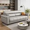 Sofá estilo minimalista nórdico italiano, fabricado con piel de plena flor, adecuado para apartamentos pequeños, salas de estar y oficinas, disponible en configuración de dos o tres plazas, con una paleta de colores cremosa