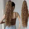Peluca de coleta rizada de lana de onda europea y americana, pinza grande de seda de maíz, peluca de coleta alta, trenza