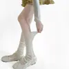 Calcetines de Color Sólido con Volantes para Primavera y Otoño Cubrepiés para Mujer de Punto Adelgazantes Versátiles Calentadores de Piernas Suaves Calcetines de Yoga Color Gris Ahumado para Mujer