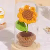 Regalo del Día del Maestro: Ramo de Flores de Hilo de Rosa, Planta en Maceta de Girasol Hecha a Mano para Maestros
