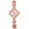 Pulsera de Trébol de Cuatro Hojas de Moda Más Vendida en Douyin Reloj de Cuarzo Reloj de Dama Esmeralda Reloj de Pulsera con Incrustaciones de Diamante de Lujo Ligero Venta al por Mayor