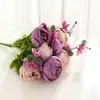 Ramo de Flores Artificiales de Peonía con Núcleo Envuelto Estilo Europeo de 13 Cabezas para Decoración de Escenas, Flores de Peonía de Alta Gama para Uso en Bodas