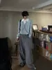 Cardigan de Tricô com Lapela Retro Americano Masculino Solto Casual Versátil Nicho Cor Sólida Casaco Suéter Roupa Masculina Casal