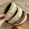 Faixa de Cabeça de Palha com Renda Estilo Férias do Sul da França para Mulheres, Faixa de Cabeça Alta Estilo Old Money Francês, Acessório de Cabeça Atmosférico