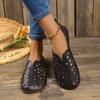 Comercio Exterior Nuevos Zapatos Planos Calados Tallados Talla Grande para Mujer Transfronterizos Punta Redonda Perezosos Slip-on de Caña Baja Zapatos