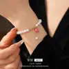 Pulseira de Pérola Gota de Óleo de Pitaya Banhada a Ouro Real Pulseira Simples Fashion Fofa de Desenho Animado Joias de Nicho de Alta Qualidade