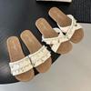 Zapatos Casuales Planos sin Cordones para Mujer para Usar con Faldas, Nuevo Estilo Verano 2025 Sandalias de Tira Cruzada Estilo Vacaciones en la Playa