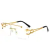Gafas de Sol sin Montura de Leopardo para Hombre, Gafas de Sol Casuales de Moda y Tendencia, Gafas de Sol con Protección Solar Transfronteriza Europea y Americana para Hombre