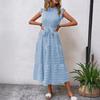 Vestido de Textura con Encaje y Mangas Volantes con Borde de Hongo de Moda de Verano para Mujer, Transfronterizo Europeo y Americano de Amazon 2025