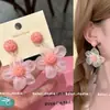 Pendientes de Borla de Flor Color Dopamina para Mujer, Pendientes Exagerados de Playa Estilo Festivo, Clips para Orejas sin Perforar