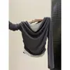 Camiseta de Manga Larga para Mujer Estilo Puro Deseo con Cuello Fruncido, Falso Dos Piezas, Nuevo Estilo Coreano de Otoño, Parte Inferior Versátil con Cintura Definida Plisada