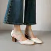Versión de Piel de Vaca~Nuevas Sandalias de Tacón Alto Estilo Ballet con Punta Cerrada para Mujer, Zapatos Mary Jane Retro de Correa Cruzada con Tacón Grueso para el Trabajo