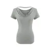 Quatro Maneiras de Usar Blusa Feminina de Verão Nova com Gola Swing Francesa no Ombro Direito para um Visual Emagrecedor com Design na Cintura Manga Curta