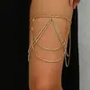 YUE Corrente de Perna Multicamadas com Strass Cruzado Europeu Estilo Street Moderno Novo Estilo de Boate Corrente Bonita para Perna e Corpo H00