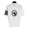 TB Verano Nuevo Top de Punto con Cuello Polo y Mangas Cortas para Mujer Casual Combinable con Todo Perro Circular en la Espalda Polo de Punto