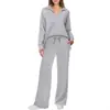 2025 Europeu e Americano Temu Exportação Transfronteiriça de Desejos Feminino Outono e Inverno Novo Terno de Calça de Cor Lisa com Cordão para o Dia a Dia